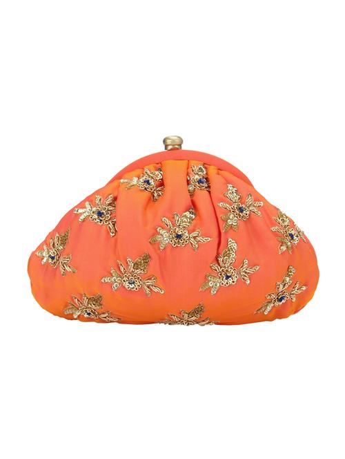 orange  silk pouch clutch - 14191795 - Very Small Image - 1