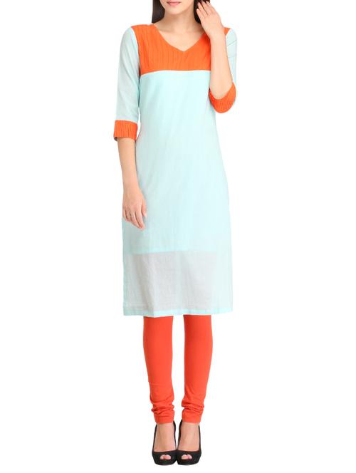 sky blue georgette straight kurta - 14193045 - Very Small Image - 1