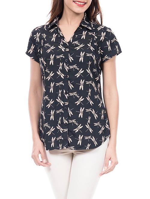 pin tuck detail printed shirt - 14193084 - Very Small Image - 1