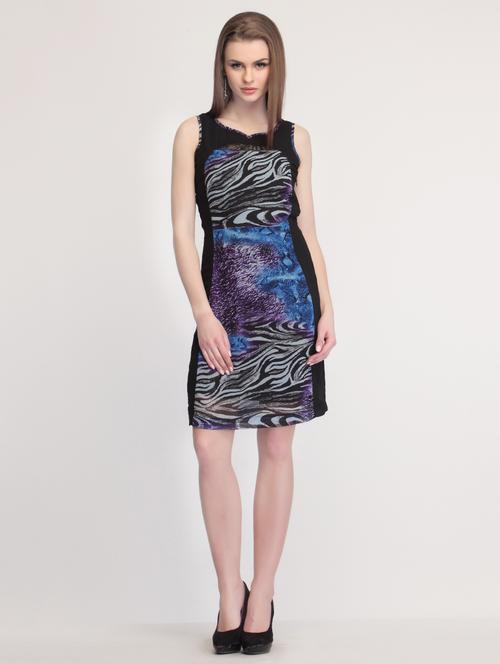 purple printed sheath dress - 14194094 - Very Small Image - 1