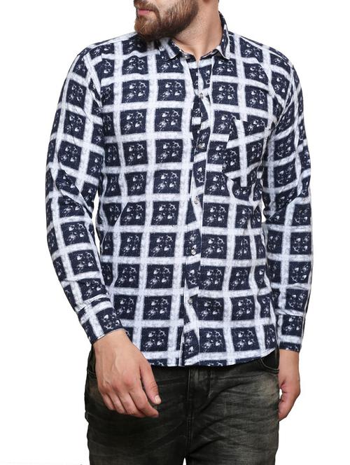 navy blue cotton casual shirt - 14195338 - Very Small Image - 1