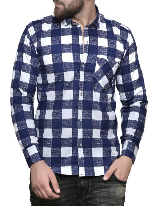 dark blue cotton casual shirt - 14195345 - Very Small Image - 1