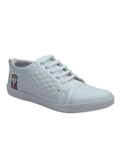 white leatherette lace up sneaker - 14195635 - Very Small Image - 1