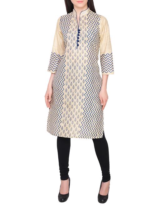 beige chanderi straight kurta - 14196256 - Very Small Image - 1