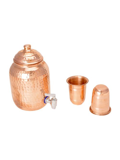 brass water dispenser with set of 2 glasses - 14198359 - Very Small Image - 1