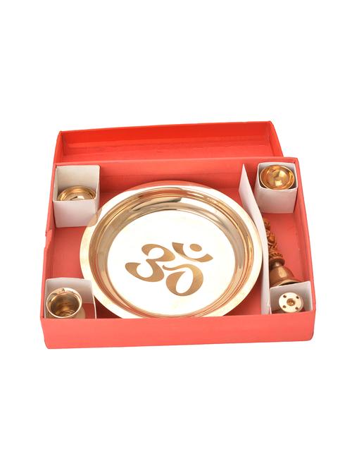 decorative brass pooja thali - 14198483 - Very Small Image - 1