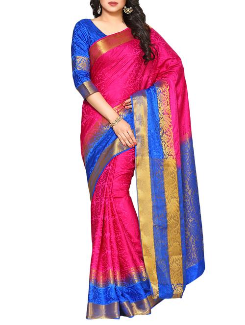 pink art silk woven saree - 14198599 - Very Small Image - 1