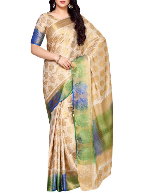 beige art silk woven saree - 14198670 - Very Small Image - 1