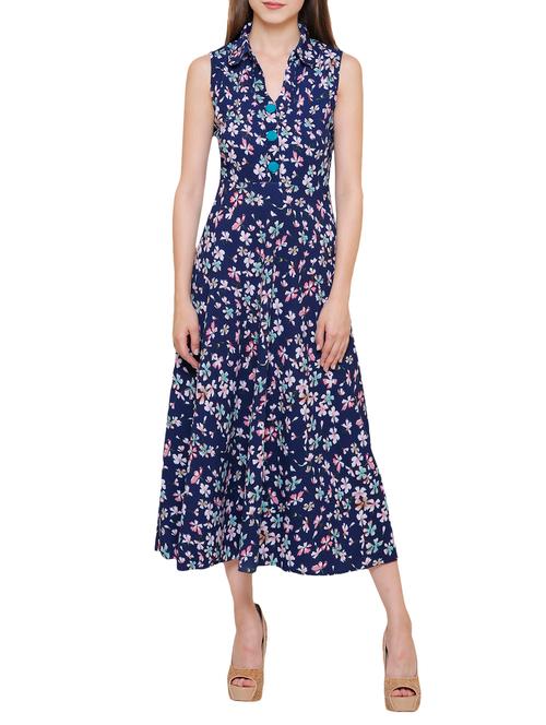 blue poly cotton maxi dress - 14198875 - Very Small Image - 1