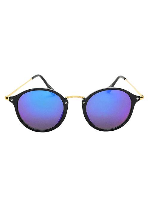 black frame blue shade lens oval aviator unisex sunglasses - 14204518 - Very Small Image - 1