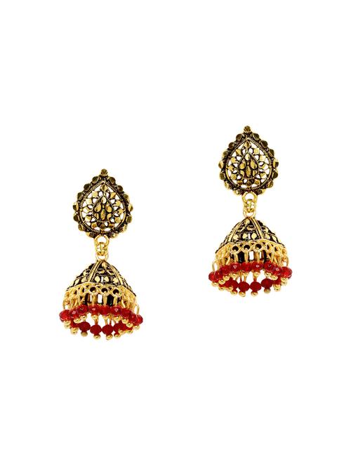 gold metal jhumka earrings - 14204987 - Very Small Image - 1
