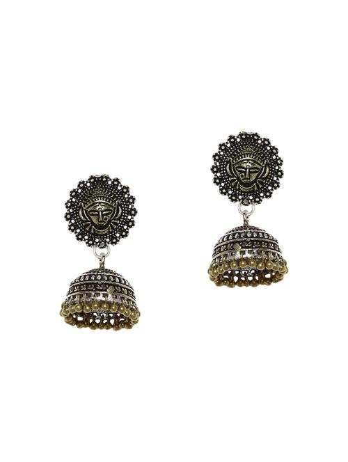 black metal jhumka earrings - 14205012 - Very Small Image - 1