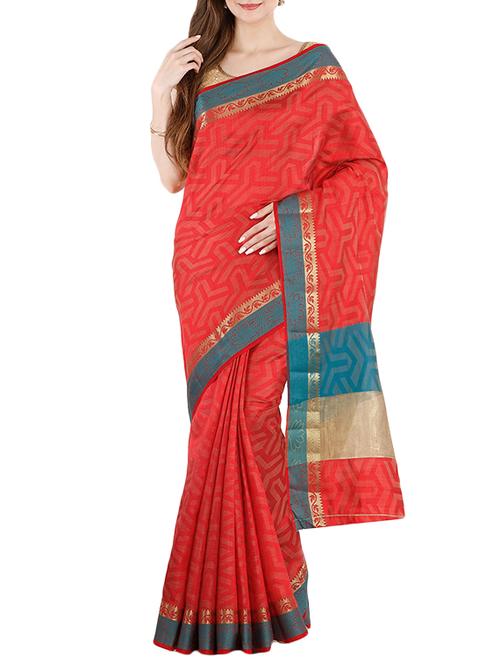 the chennai silks red jacquard saree with blouse - 14207289 - Very Small Image - 1