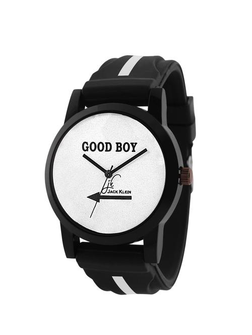 jack klein elegant round white dial black silicone strap analogue wrist watch - 14207688 - Very Small Image - 1