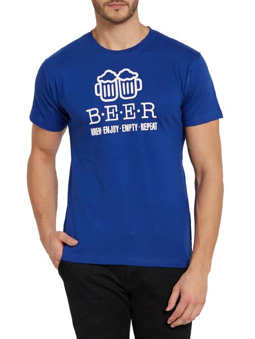 blue cotton chest print tshirt - 14209210 - Very Small Image - 1