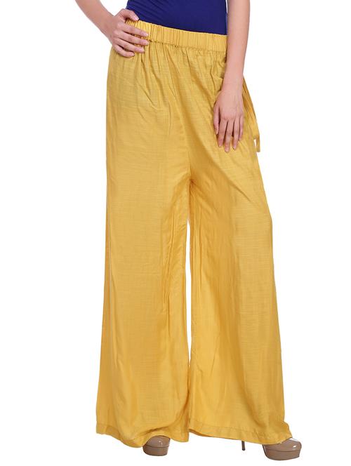 yellow rayon palazzos - 14209724 - Very Small Image - 1