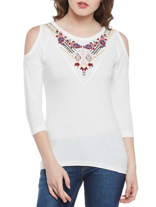 cold shoulder embroidered top  - 14212648 - Very Small Image - 1
