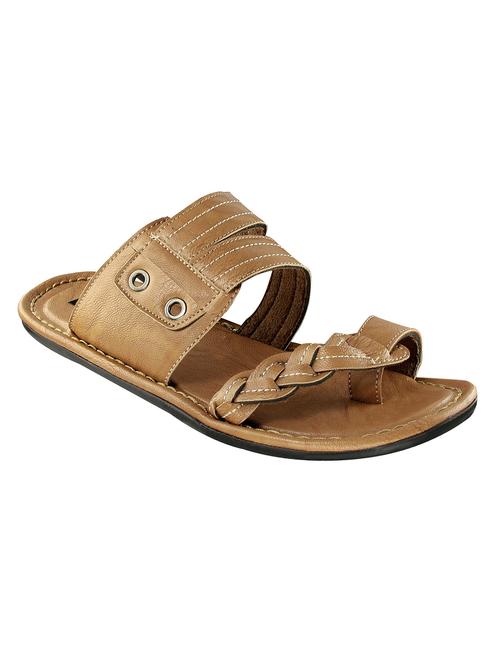 brown Leather slip on slipper - 14213400 - Very Small Image - 1