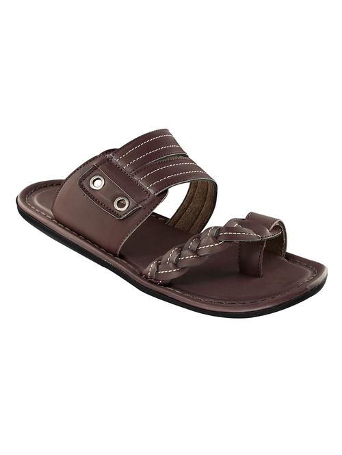 brown Leather slip on slipper - 14213401 - Very Small Image - 1