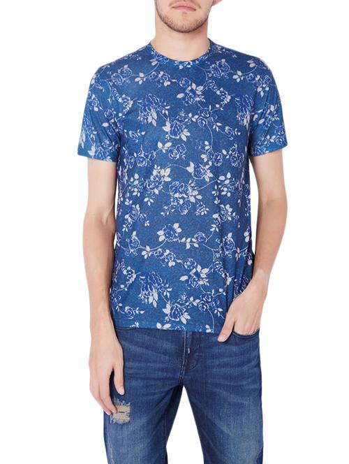 blue cotton all over print tshirt - 14214046 - Very Small Image - 1