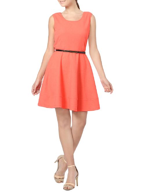 orange solid skater dress - 14214279 - Very Small Image - 1