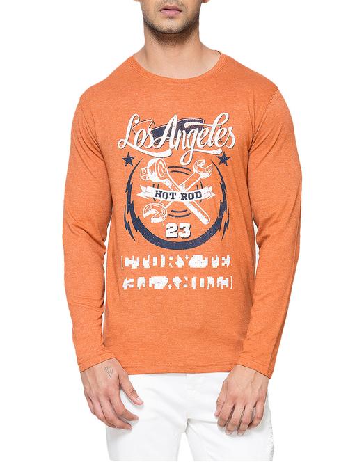 orange cotton front print t-shirt - 14214816 - Very Small Image - 1