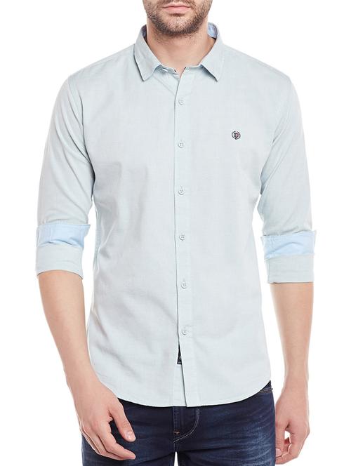 light blue cotton blend casual shirt - 14215329 - Very Small Image - 1