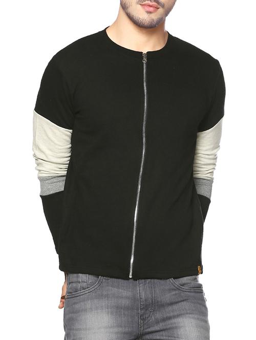 black color block casual jacket - 14216087 - Very Small Image - 1