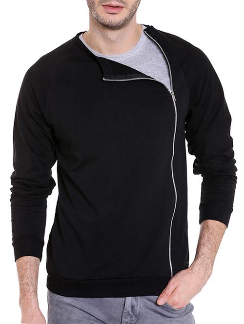 solid black cotton casual jacket - 14216135 - Very Small Image - 1