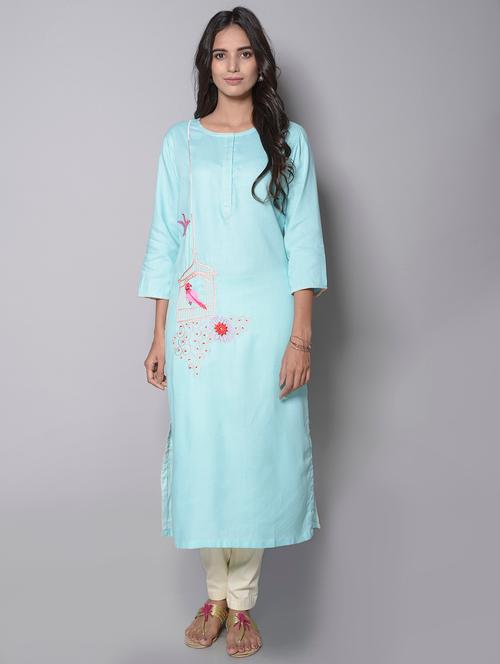 aas bird & pinjra hand thread embroidered kurta - 14216292 - Very Small Image - 1