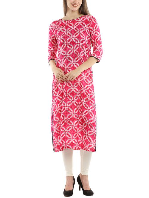 pink viscose straight kurta - 14216506 - Very Small Image - 1