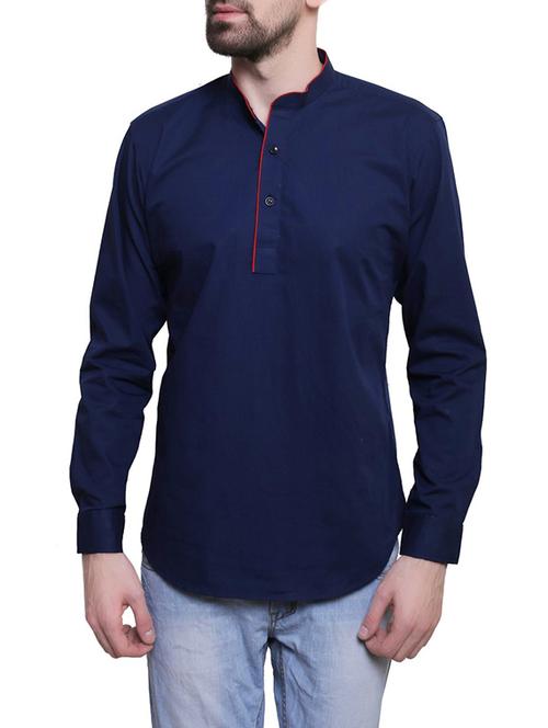 blue cotton short kurta - 14218729 - Very Small Image - 1