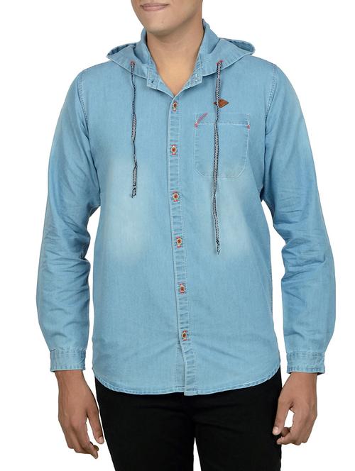 light blue denim casual shirt - 14219051 - Very Small Image - 1