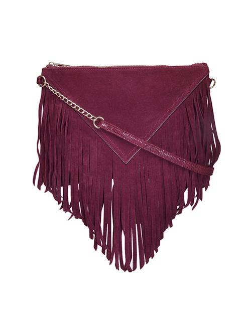 maroon leatherette  regular sling bag - 14219133 - Very Small Image - 1