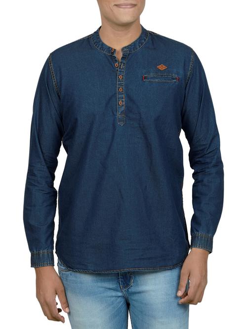 dark blue denim short kurta - 14219432 - Very Small Image - 1