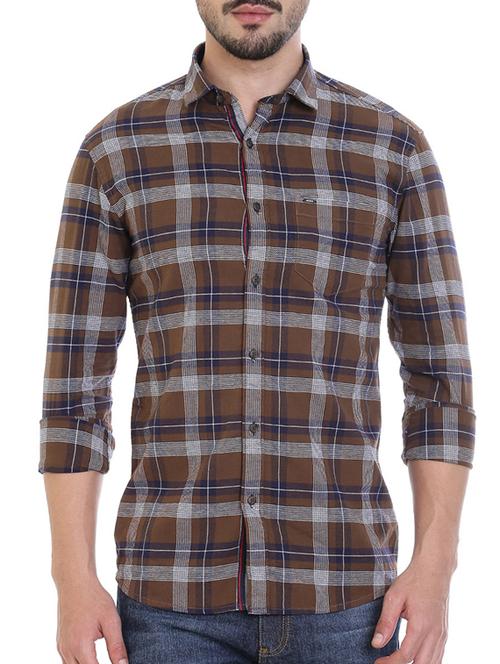 brown cotton casual shirt - 14220652 - Very Small Image - 1