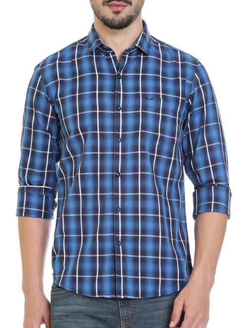 blue cotton casual shirt - 14220655 - Very Small Image - 1