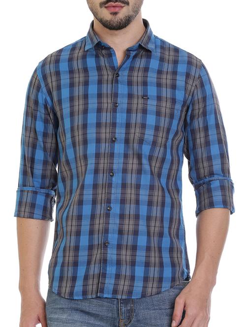 blue cotton casual shirt - 14220691 - Very Small Image - 1