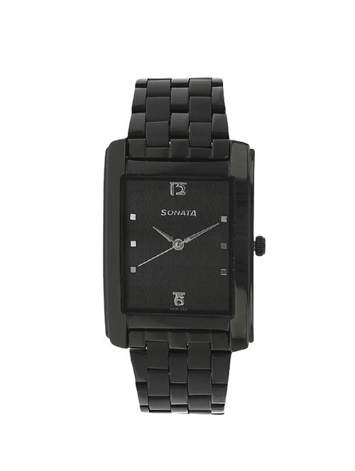 sonata analog black dial men's watch - 7953nm01j - 14220860 - Very Small Image - 1