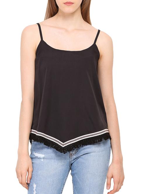 solid black crepe casual top - 14221741 - Very Small Image - 1