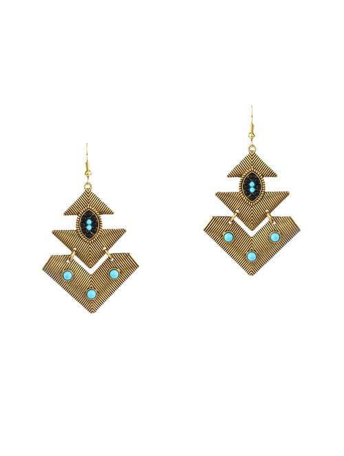 multi colored brass drop earrings - 14221790 - Very Small Image - 1