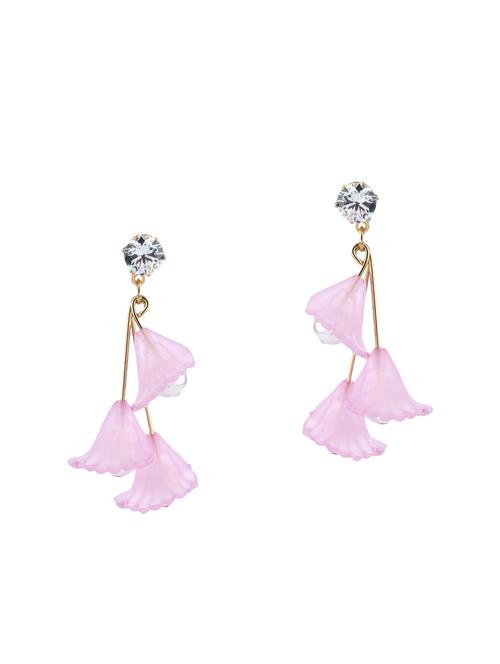 pink colored brass drop earrings - 14221794 - Very Small Image - 1