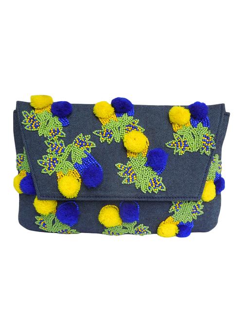 blue faux silk regular clutch - 14222475 - Very Small Image - 1