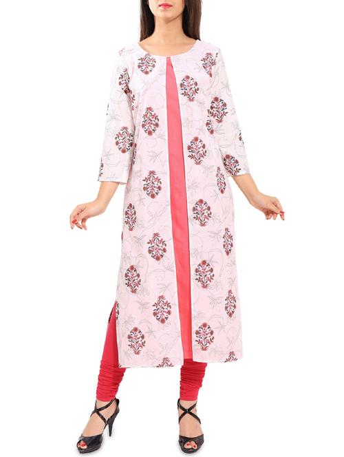 white cotton straight kurta - 14224105 - Very Small Image - 1