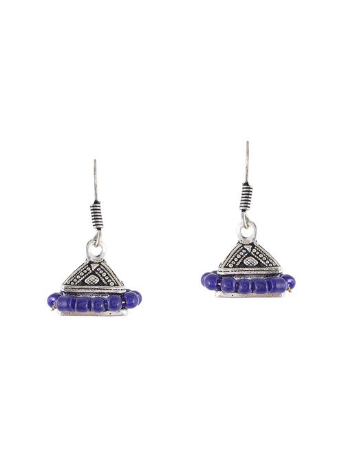 Blue Metal Jhumka Earrings - 14224383 - Very Small Image - 1