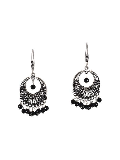 black metal drop earrings - 14224501 - Very Small Image - 1