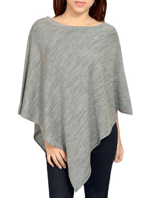 round neck solid acrylic poncho - 14225033 - Very Small Image - 1