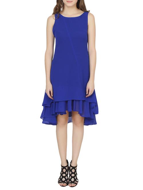 blue polyester ruffle dress - 14225827 - Very Small Image - 1