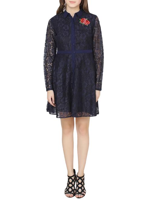 floral mesh button down dress - 14225828 - Very Small Image - 1