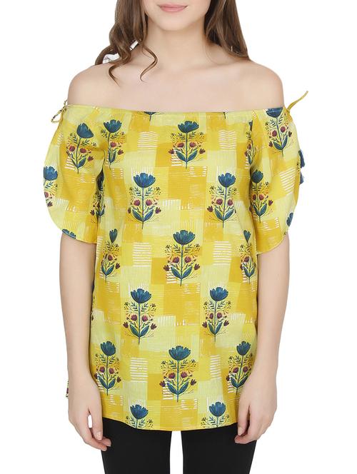 yellow rayon casual top - 14225834 - Very Small Image - 1